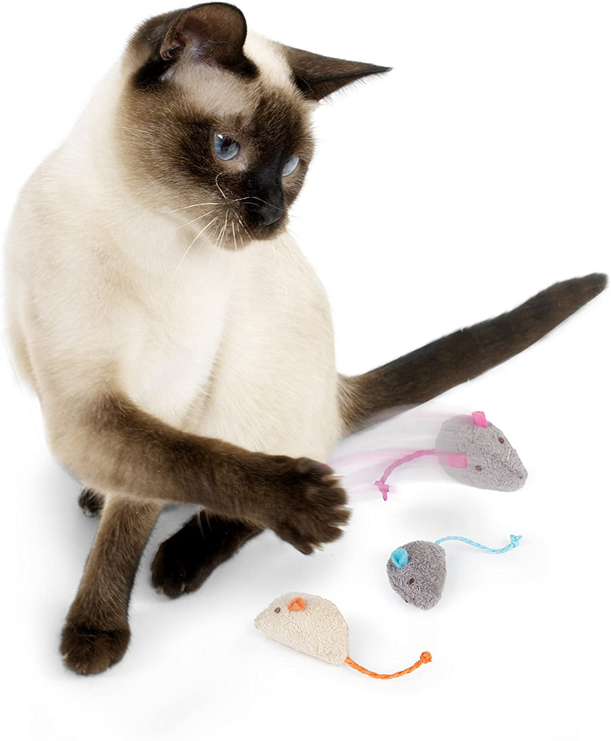 Skitter Critters Catnip Cat Toys - Set of 3 in Gray and Cream